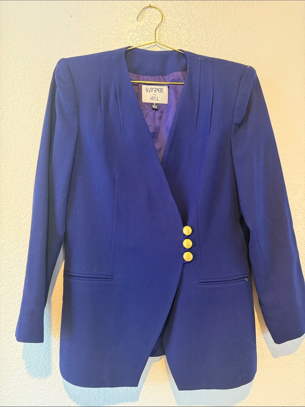 Kasper Women's Cobalt Blue Blazer with Gold Buttons - Picture 2 of 4